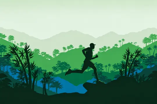 숲과 산길을 달리는 트레일 러너 일러스트